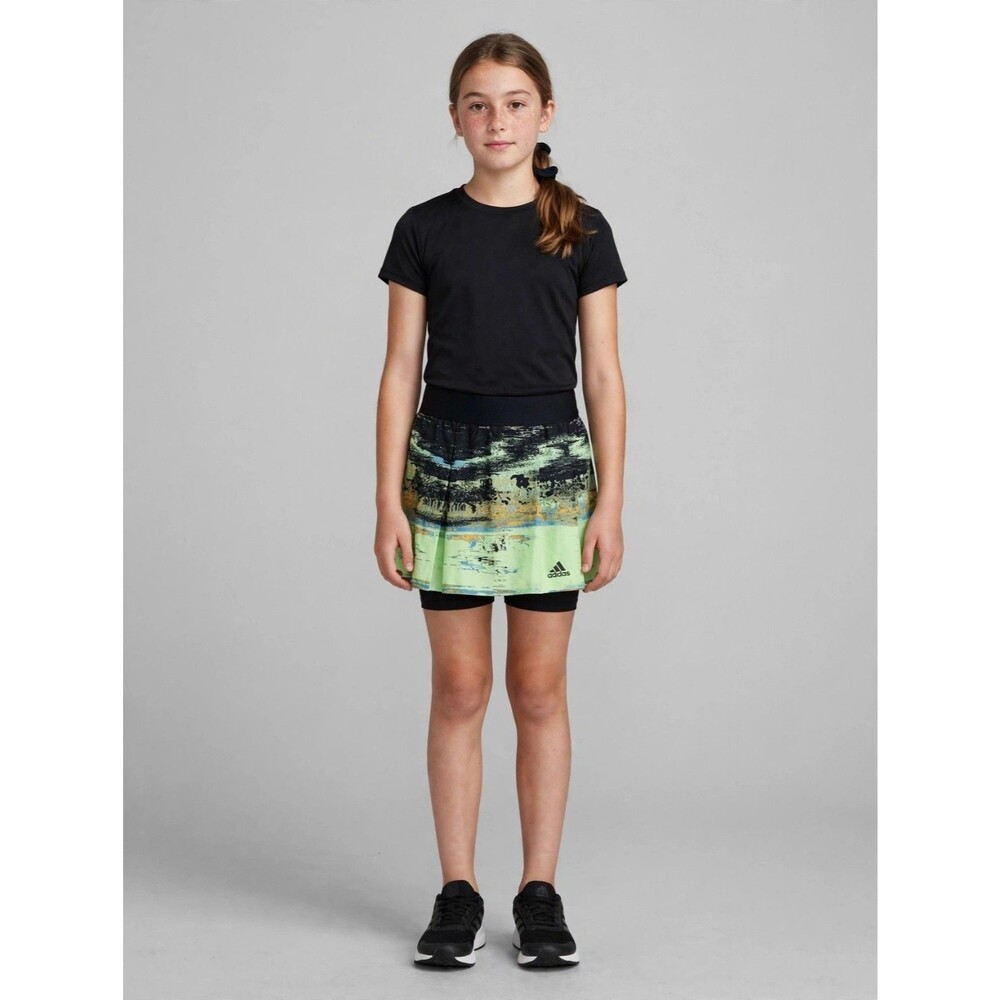 adidas Girls Tennis Skort Pleated Mini Skirt Shorts M Abstract Print Sportswear